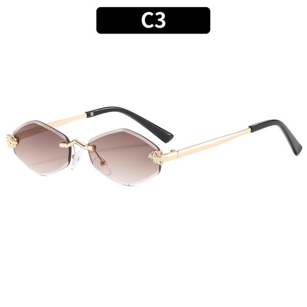 1pc Frameless Oversized Gradient Fashion Glasses for Women, Polygonal Metal Hinge, PC Lens, Fashionable UV Protection Eyewear for Outdoor Activities - Image 9