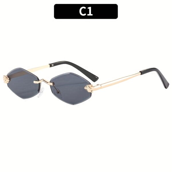 1pc Frameless Oversized Gradient Fashion Glasses for Women, Polygonal Metal Hinge, PC Lens, Fashionable UV Protection Eyewear for Outdoor Activities - Image 7