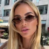1pc Frameless Oversized Gradient Fashion Glasses for Women, Polygonal Metal Hinge, PC Lens, Fashionable UV Protection Eyewear for Outdoor Activities