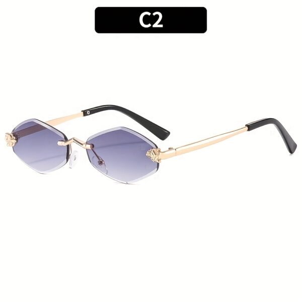 1pc Frameless Oversized Gradient Fashion Glasses for Women, Polygonal Metal Hinge, PC Lens, Fashionable UV Protection Eyewear for Outdoor Activities - Image 8