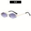 1pc Frameless Oversized Gradient Fashion Glasses for Women, Polygonal Metal Hinge, PC Lens, Fashionable UV Protection Eyewear for Outdoor Activities - Image 4