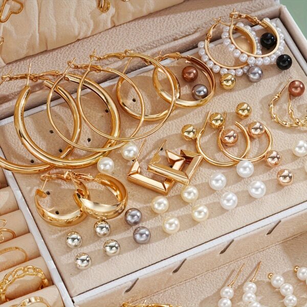 86pcs/set Elegant Retro Earrings, Multi-layer Necklace, Earrings, Rings, Four-in-one Multi-piece Jewelry Set for Women, Ideal for Daily Outing, Commuting, Mother's Day, Valentine's Day Gifts, No Box - Image 3