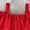 Chic Girls' Summer Outfit Set: Strawberry Embroidered Off-Shoulder Top & Heart Belted Shorts - Breathable Polyester, Machine Washable, Perfect for Outdoor - Image 2