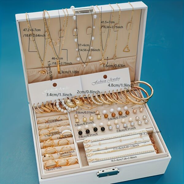 86pcs/set Elegant Retro Earrings, Multi-layer Necklace, Earrings, Rings, Four-in-one Multi-piece Jewelry Set for Women, Ideal for Daily Outing, Commuting, Mother's Day, Valentine's Day Gifts, No Box - Image 4