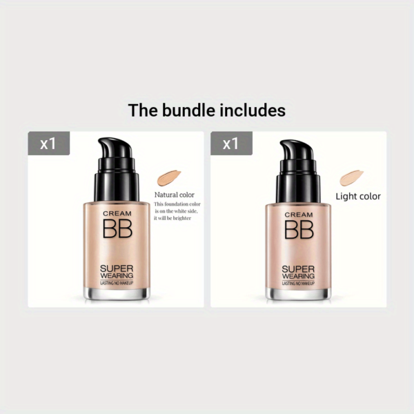 BB Cream Liquid Foundation - Super Wearing, Long-Lasting Flawless Finish, Moisturizing & Isolating, Medium Coverage, Matte Finish for All Skin Types - Ideal Holiday Gift for Women - Image 9