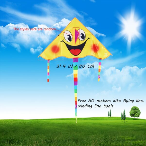 Smiling in the Sky Kite with Free Flying String - Durable Polyester, Mixed Colors, Perfect for Outdoor Fun - Image 6