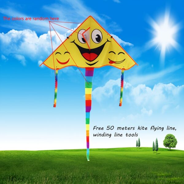 Smiling in the Sky Kite with Free Flying String - Durable Polyester, Mixed Colors, Perfect for Outdoor Fun - Image 7