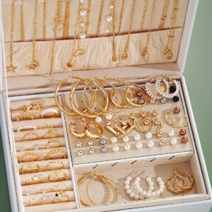 86pcs/set Elegant Retro Earrings, Multi-layer Necklace, Earrings, Rings, Four-in-one Multi-piece Jewelry Set for Women, Ideal for Daily Outing, Commuting, Mother's Day, Valentine's Day Gifts, No Box