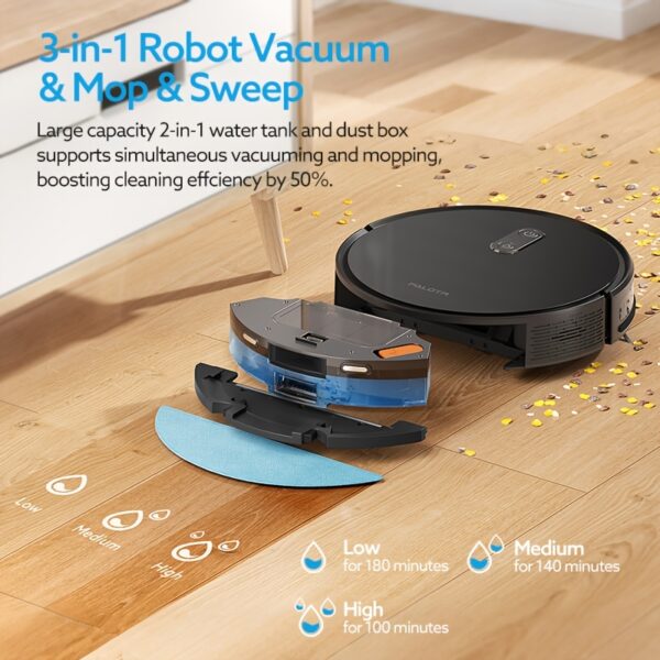 Robot Vacuum and Mop Combo, 4000Pa Strong Suction, Robotic Vacuum Cleaner with Auto Carpet Boost, Self-Charging, App&Remote, Ideal for Pet Hair - Image 7
