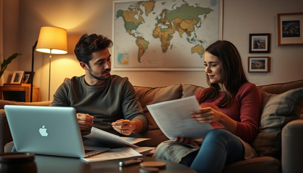 couple travel budgeting